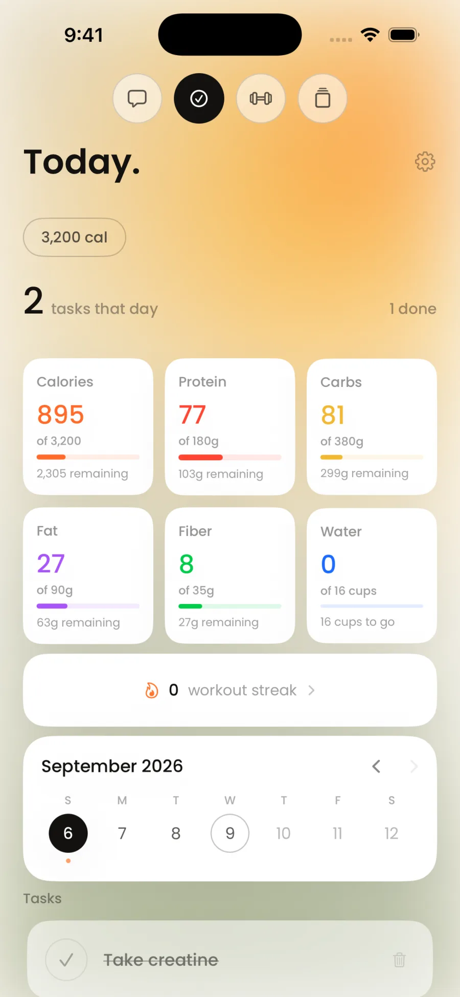 MyPlan today screen